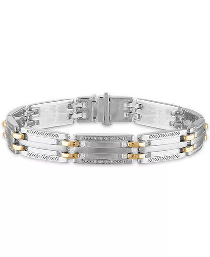 Stunning 1/5 Carat Diamond Men's Bracelet - 8.5" in 10K Gold & Sterling Silver
