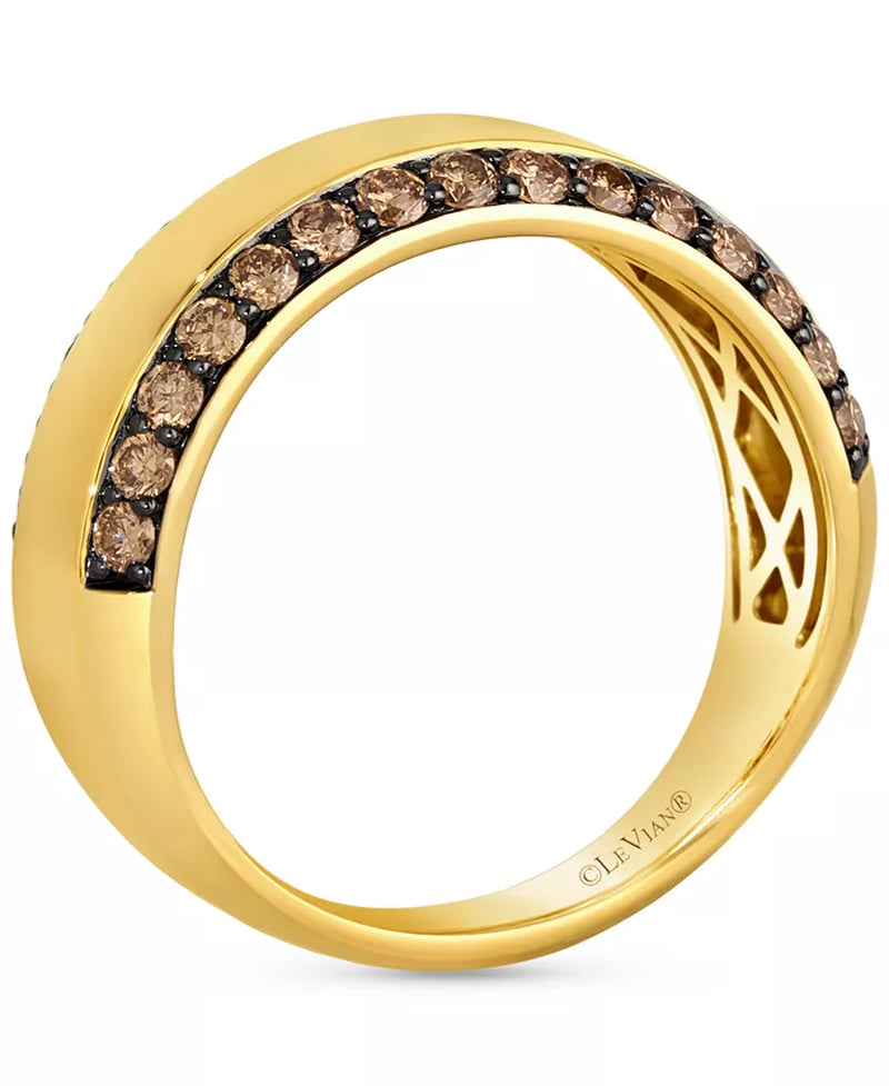 Chocolatier® Men's 14K Gold Two Row Chocolate Diamond Band (1 Ct. T.W)