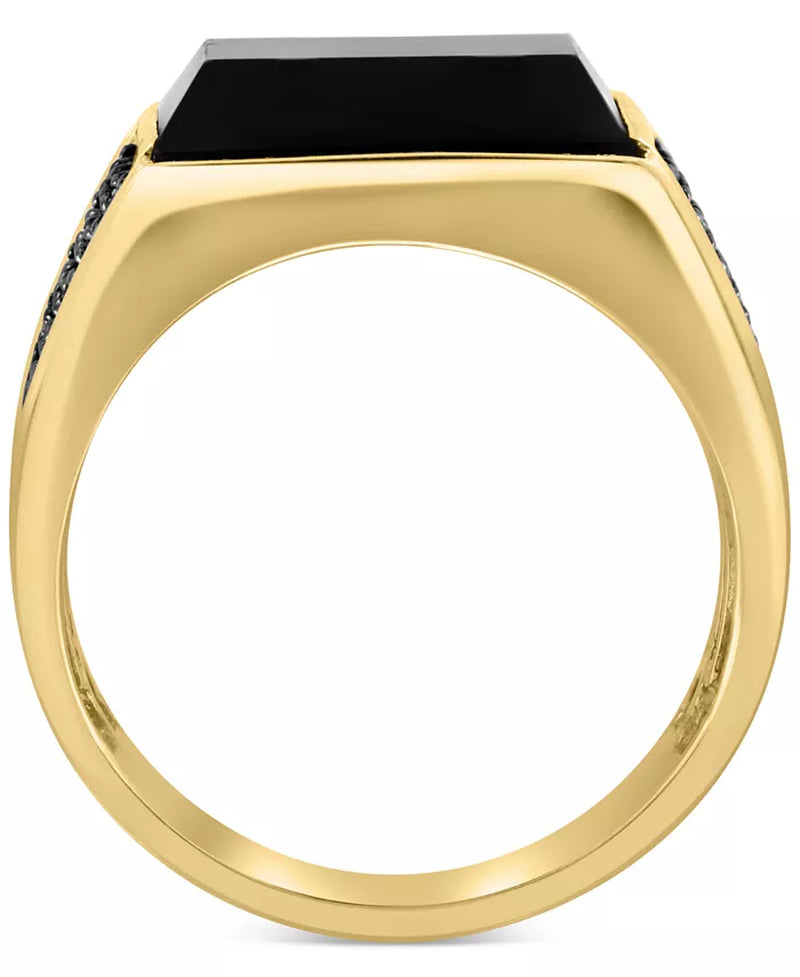 Stunning EFFY® Men's Onyx & Diamond Ring (3/4 Ct. T.W.) in Luxurious 14K Gold
