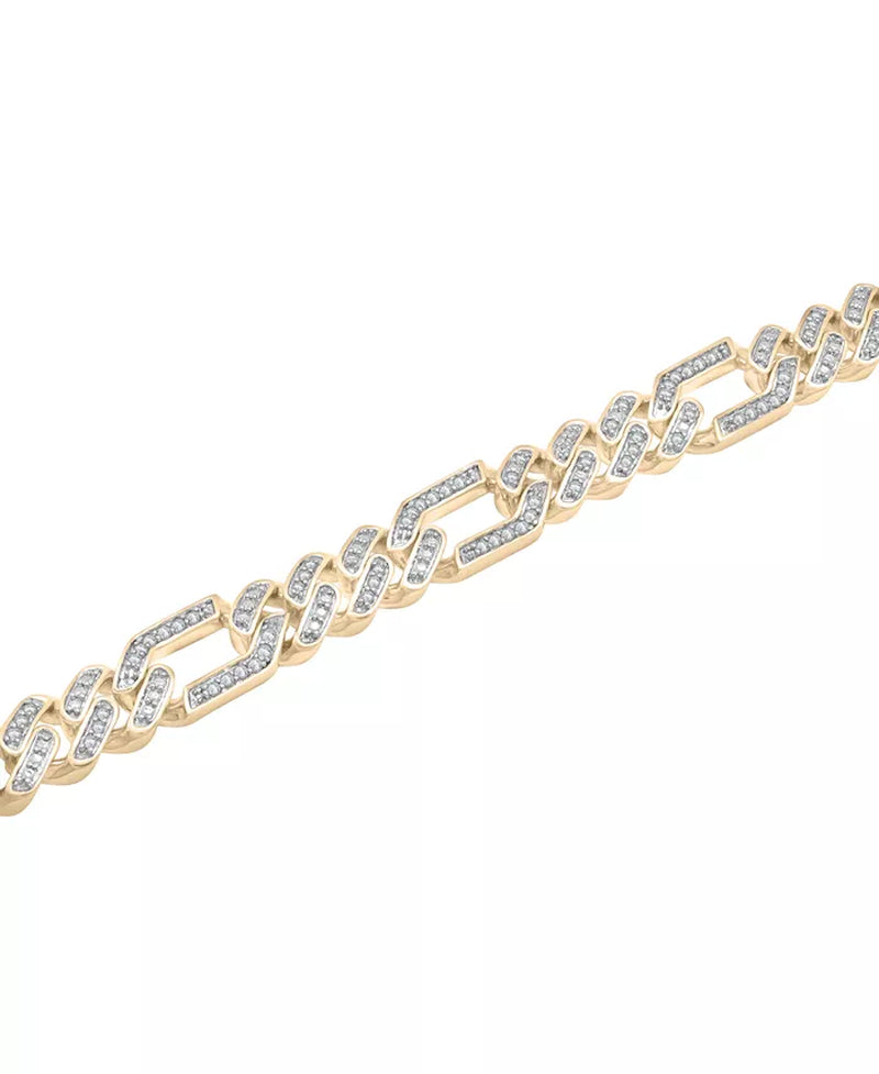 Men's 10K Gold Diamond Figaro Link Bracelet Necklace - 1 Ct. T.W. Luxury Elegance