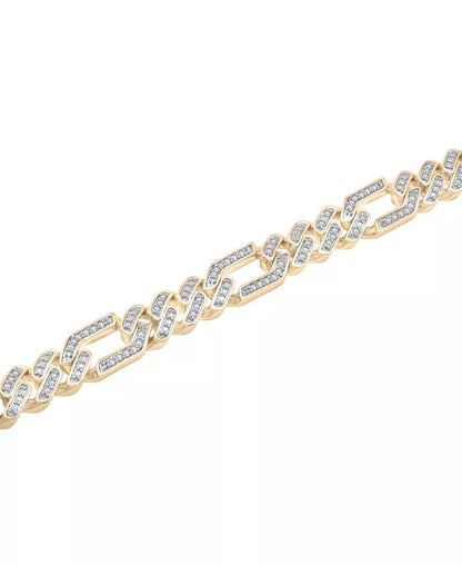 Men's 10K Gold Diamond Figaro Link Bracelet Necklace - 1 Ct. T.W. Luxury Elegance