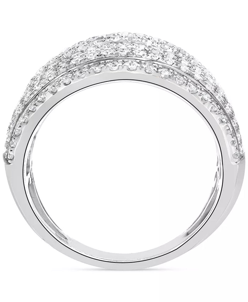 Stunning 3 Ct. Diamond Cluster Multi Row Ring in Luxurious 14K White Gold