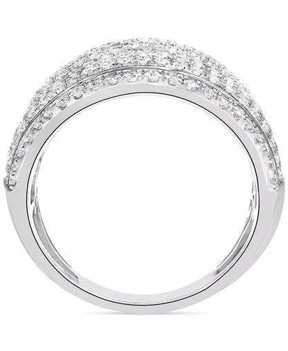 Stunning 3 Ct. Diamond Cluster Multi Row Ring in Luxurious 14K White Gold