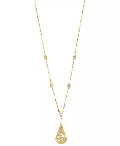Stunning 14K Gold Diamond Openwork Teardrop Pendant Necklace - 1/2 Ct. T.W. - 18" Elegance