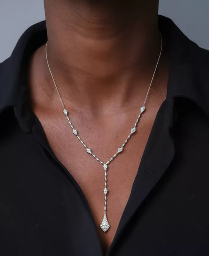 Stunning 1 Ct. T.W. Diamond Multi Cluster Lariat Necklace in 14K Gold or White Gold - Perfect for Any Occasion!