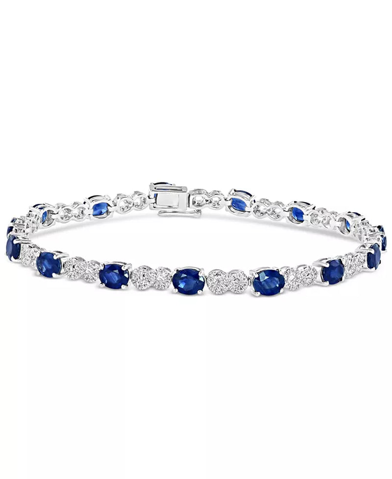 Stunning EFFY® 14K White Gold Infinity Link Bracelet with 6-3/8 Ct. T.W. Sapphire & 3/8 Ct. T.W. Diamond