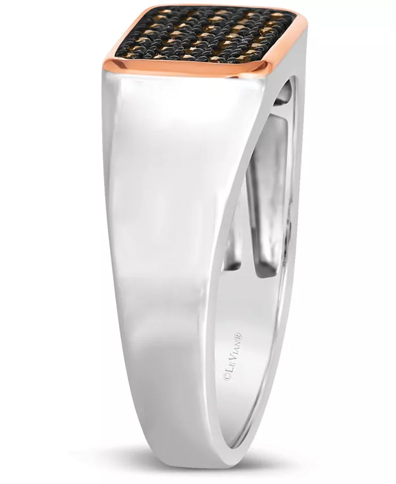 Stunning Men's Diamond Ring (1/3 Ct. T.W.) in Luxurious Sterling Silver & 14K Rose Gold