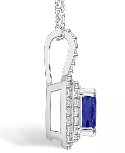Stunning Tanzanite and Diamond Halo Pendant Necklace - 2.33 Ct. T.W. Elegance