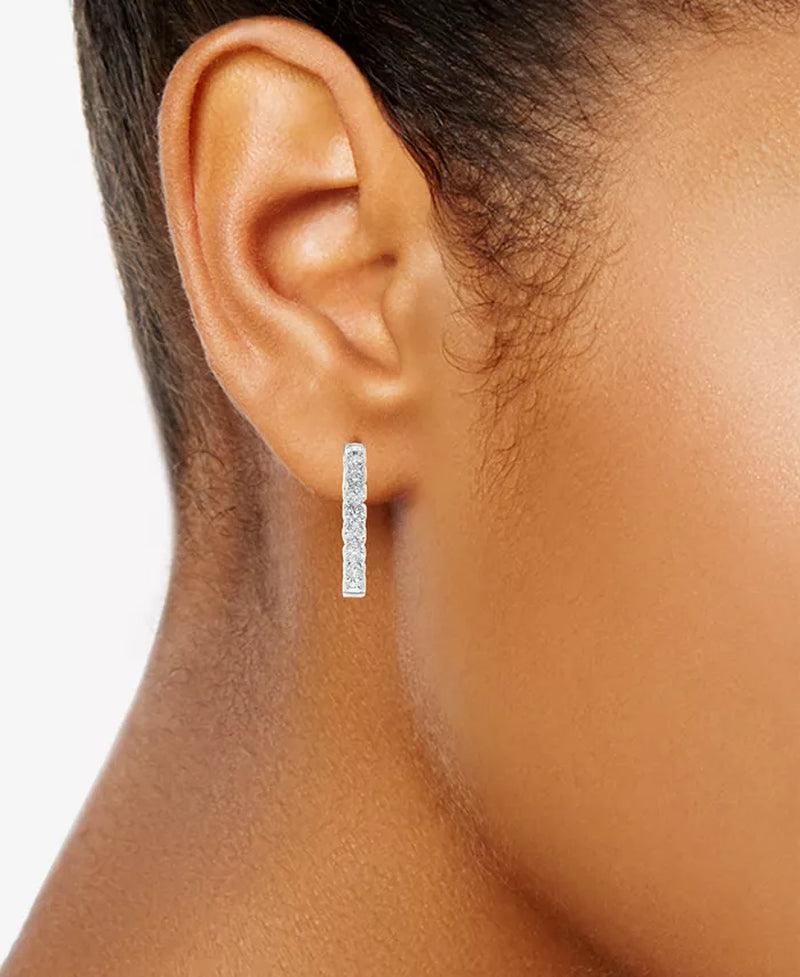 Stunning 4 Ct. T.W. Diamond Hoop Earrings in Luxurious 14K White Gold