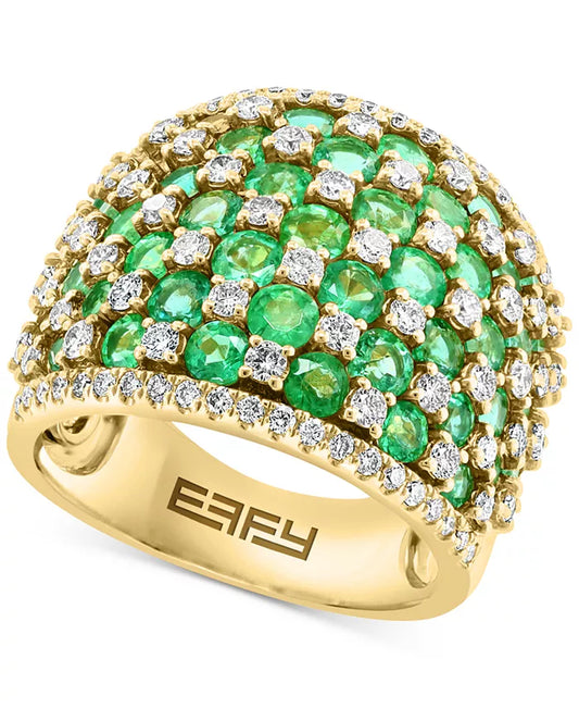 Stunning EFFY® 14K Gold Emerald & Diamond Statement Ring - 3.75 Ct. T.W. Emerald & 1.2 Ct. T.W. Diamonds