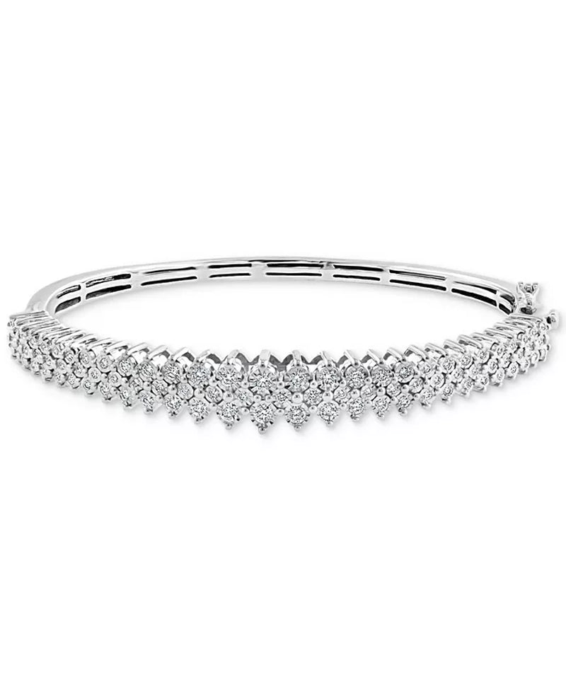 Stunning EFFY® 1 Ct. T.W. Diamond Multirow Bangle Bracelet in 14K White Gold - Available in Elegant Two Tone Gold!