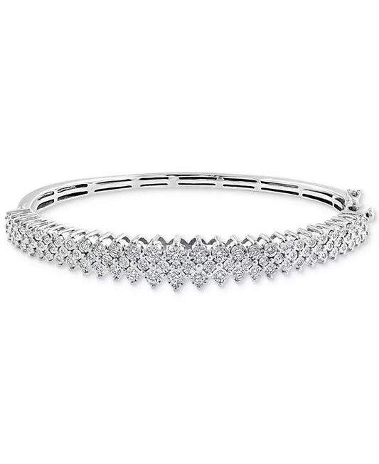 Stunning EFFY® 1 Ct. T.W. Diamond Multirow Bangle Bracelet in 14K White Gold - Available in Elegant Two Tone Gold!