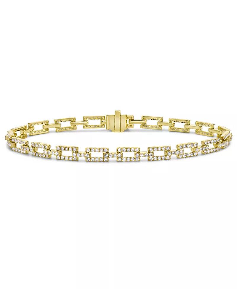 Stunning 2 Ct. T.W. Diamond Square Link Bracelet in Luxurious 14K Gold or White Gold