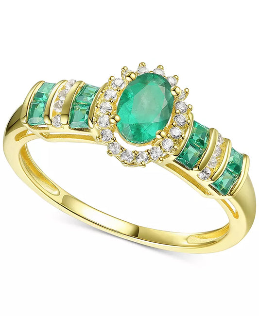 Stunning 1 Ct. Sapphire & 1/8 Ct. Diamond Ring in 14K Gold - Also Available in Emerald & Ruby