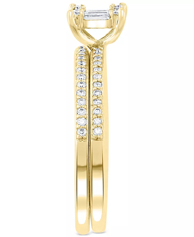 Stunning EFFY® 3/8 Ct. T.W. Diamond Baguette Cluster Bridal Set in Luxurious 14K White or Yellow Gold
