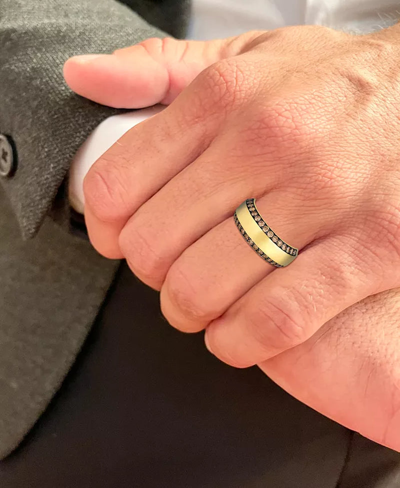 Chocolatier® Men's 14K Gold Two Row Chocolate Diamond Band (1 Ct. T.W)
