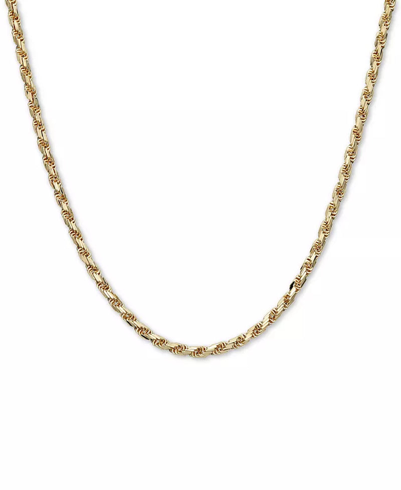 Stunning 14K Gold Diamond Cut Rope Chain Bracelet (4mm) - Exquisite Italian Craftsmanship