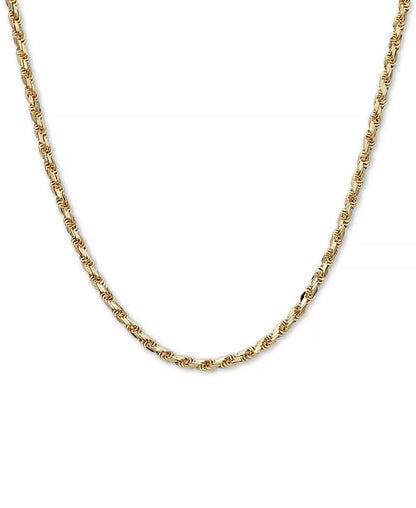 Stunning 14K Gold Diamond Cut Rope Chain Bracelet (4mm) - Exquisite Italian Craftsmanship