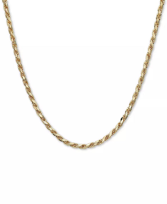 Stunning 14K Gold Diamond Cut Rope Chain Bracelet (4mm) - Exquisite Italian Craftsmanship
