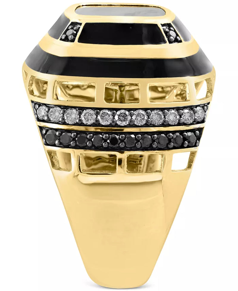 Stunning EFFY® Men's Onyx & Diamond Ring in 14K Gold - 1/4 Ct. T.W. Black Diamonds & 1/3 Ct. T.W. Espresso Diamonds