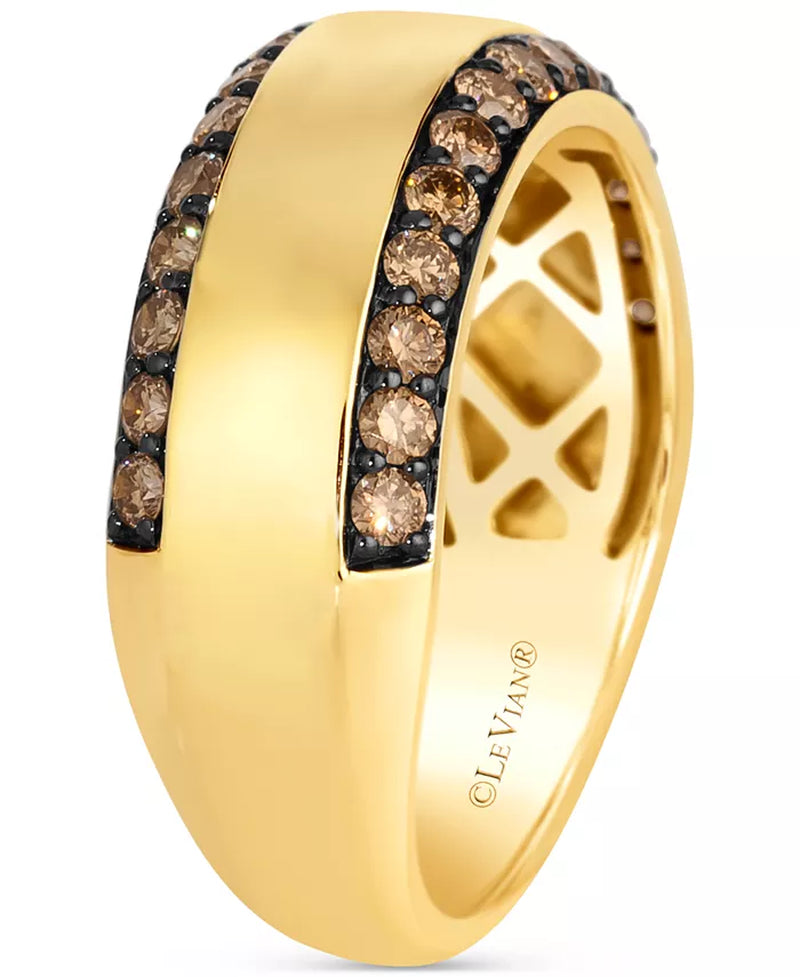Chocolatier® Men's 14K Gold Two Row Chocolate Diamond Band (1 Ct. T.W)