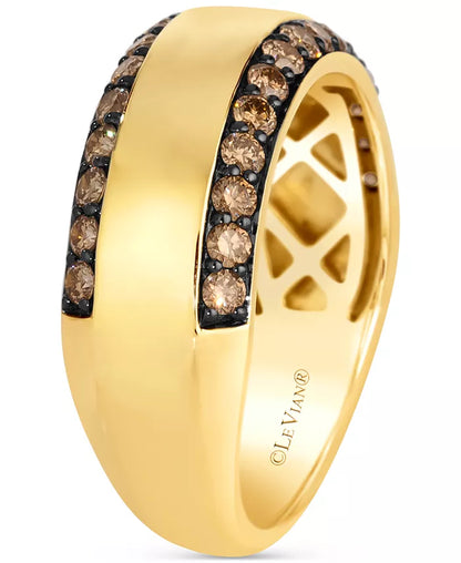 Chocolatier® Men's 14K Gold Two Row Chocolate Diamond Band (1 Ct. T.W)