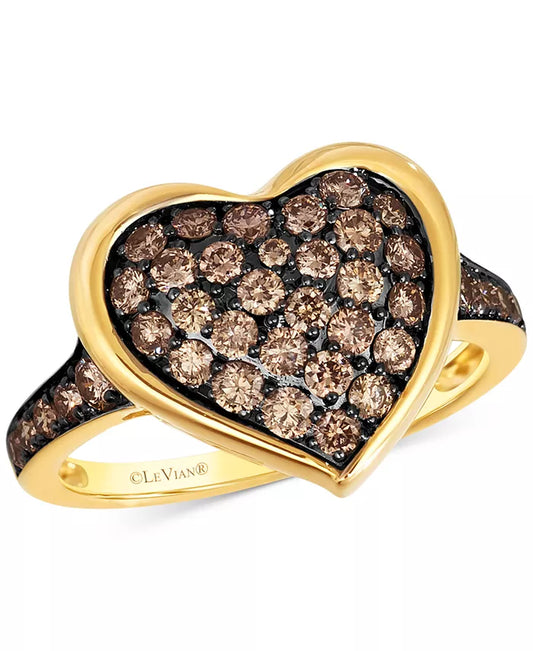 GODIVA x ® Luxurious Chocolate Diamond Heart Ring in 14K Gold (3/4 Ct. T.W.)