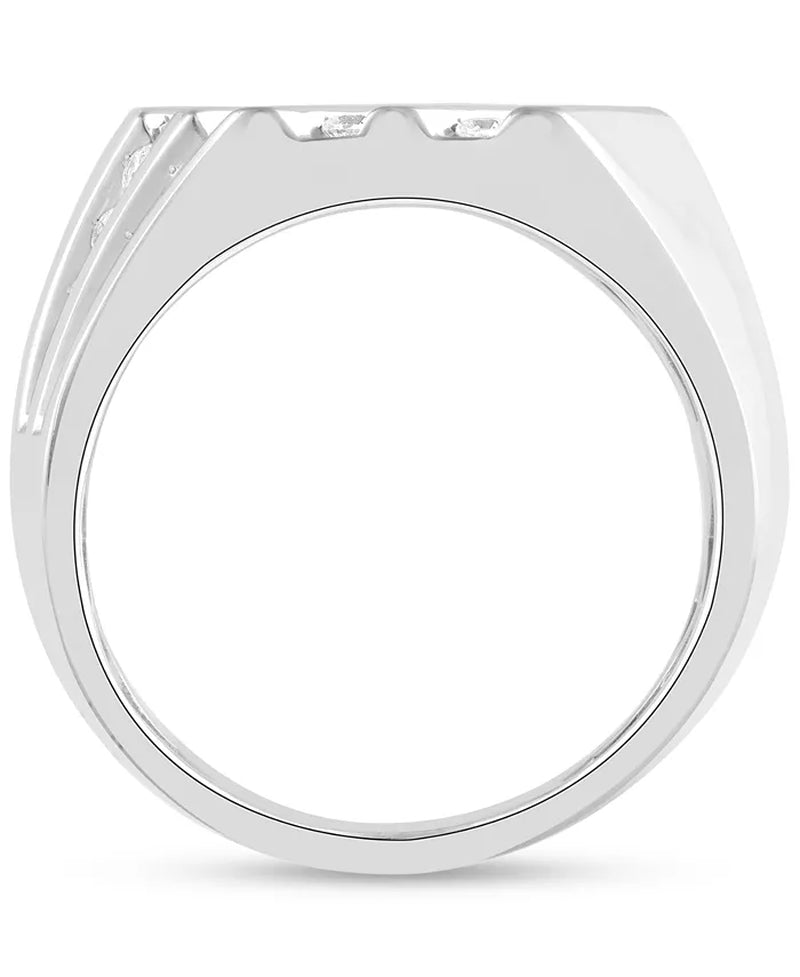 Stunning Men's 1 Ct. Diamond Diagonal Channel-Set Ring in 10K White, Yellow, or Rose Gold