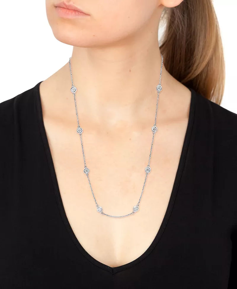 Stunning EFFY® 1 Ct. T.W. Diamond Bezel 20" Statement Necklace in Luxurious 14K White, Yellow, or Rose Gold