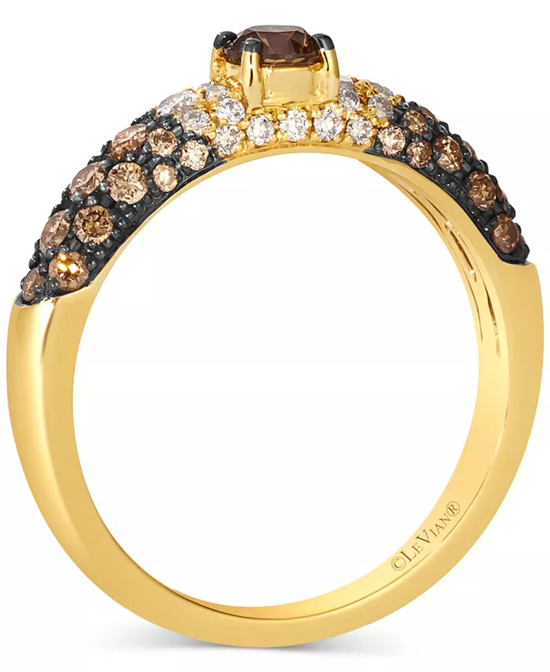 Stunning 14K Gold Chocolate Diamond & Nude Diamond Ring - 3/4 Ct. T.W.