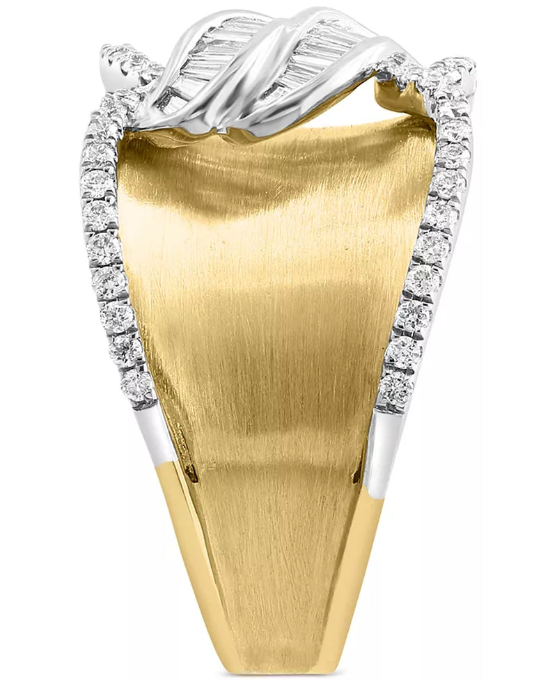 Stunning EFFY® 3/8 Ct. T.W. Diamond Baguette & Round Wide Statement Ring in Luxurious 14K Two-Tone Gold