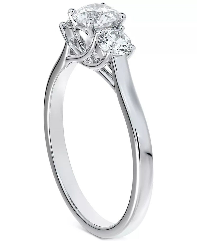 Stunning 3/4 Ct. Three Stone Diamond Engagement Ring in 14K White or Yellow Gold