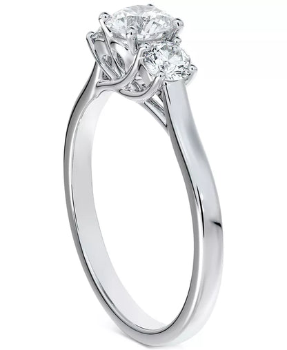 Stunning 3/4 Ct. Three Stone Diamond Engagement Ring in 14K White or Yellow Gold