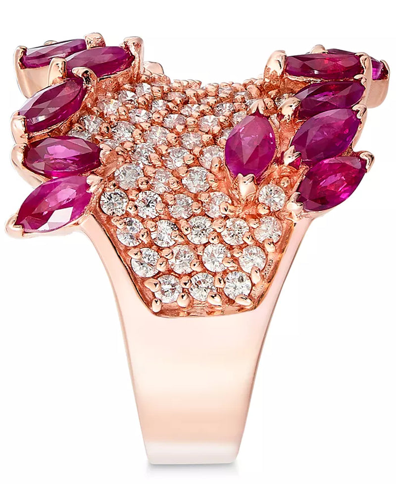Stunning EFFY® 3.25 Ct. Ruby & 1.375 Ct. Diamond Ring in Luxurious 14K Rose Gold