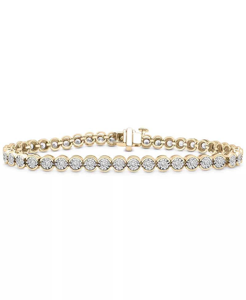 Stunning 10K Gold Men's Diamond Half Bezel Link Bracelet - 3.5 Ct. T.W.