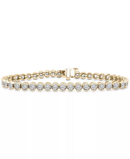 Stunning 10K Gold Men's Diamond Half Bezel Link Bracelet - 3.5 Ct. T.W.