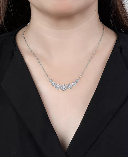 Stunning 3/4 Ct. T.W. Diamond Multi Halo Collar Necklace with 16" + 2" Extender